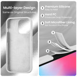 Cordking Designed for iPhone 14 Pro Case, Silicone Phone Case with [2 Screen Protectors] + [2 Camera Lens Protectors] and Soft Anti-Scratch Microfiber Lining Inside, 6.1 inch, White