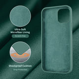 Cordking Designed for iPhone 12 Case, Designed for iPhone 12 Pro Case, Silicone Slim Shockproof Phone Case Cover with [Soft Anti-Scratch Microfiber Lining] 6.1 inch, Midnight Green