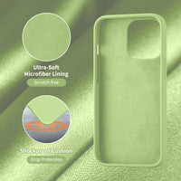 Cordking Designed for iPhone 13 Pro Max Case, Silicone Ultra Slim Shockproof Protective Phone Case with [Soft Anti-Scratch Microfiber Lining], 6.7 inch, Tea Green