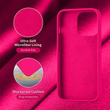 Cordking Designed for iPhone 13 Pro Case, Silicone Ultra Slim Shockproof Protective Phone Case with [Soft Anti-Scratch Microfiber Lining], 6.1 inch, Hot Pink