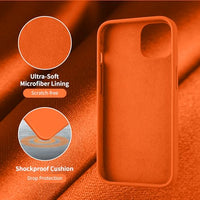 Cordking for iPhone 13 Case, iPhone 14 Case, Silicone Ultra Slim Shockproof Protective Phone Case with [Soft Anti-Scratch Microfiber Lining], 6.1 inch, Neon Orange