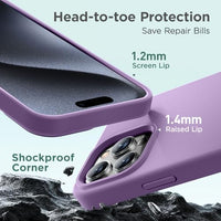 Cordking Designed for iPhone 15 Pro Max Case, Silicone Ultra Slim Shockproof iPhone 15 ProMax Case with [Soft Anti-Scratch Microfiber Lining], 6.7 inch, Light Purple