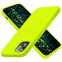 Cordking Designed for iPhone 12 Case, Designed for iPhone 12 Pro Case, Silicone Shockproof Phone Case with [Soft Anti-Scratch Microfiber Lining] 6.1 inch,Fluorescent Green