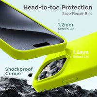 Cordking Designed for iPhone 15 Pro Max Case, Silicone Ultra Slim Shockproof iPhone 15 ProMax Case with [Soft Anti-Scratch Microfiber Lining], 6.7 inch, Fluorescent Green