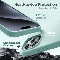 Cordking Designed for iPhone 15 Pro Case, Silicone Ultra Slim Shockproof Protective Phone Case with [Soft Anti-Scratch Microfiber Lining], 6.1 inch, Mint Green