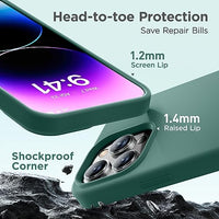 Cordking for iPhone 14 Pro Max Case, Premium Liquid Silicone Shockproof for iPhone 14 ProMax Case with [Soft Anti-Scratch Microfiber Lining], 6.7 inch, Midnight Green