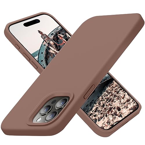 Cordking Designed for iPhone 15 Pro Case, Silicone Ultra Slim Shockproof Protective Phone Case with [Soft Anti-Scratch Microfiber Lining], 6.1 inch, Light Brown