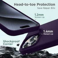 Cordking Designed for iPhone 15 Pro Case, Silicone Ultra Slim Shockproof Protective Phone Case with [Soft Anti-Scratch Microfiber Lining], 6.1 inch, Purple