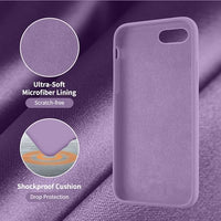 Cordking iPhone SE Case 2022/2020, iPhone 7 8 Case, Silicone Ultra Slim Shockproof Phone Case with [Soft Microfiber Lining], 4.7 inch, Light Purple