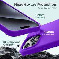 Cordking Designed for iPhone 15 Pro Case, Silicone Ultra Slim Shockproof Protective Phone Case with [Soft Anti-Scratch Microfiber Lining], 6.1 inch, Neon Purple