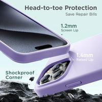 Cordking Designed for iPhone 15 Pro Case, Silicone Ultra Slim Shockproof Protective Phone Case with [Soft Anti-Scratch Microfiber Lining], 6.1 inch, Clove Purple