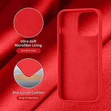 Cordking Designed for iPhone 13 Pro Max Case, Silicone Ultra Slim Shockproof Protective Phone Case with [Soft Anti-Scratch Microfiber Lining], 6.7 inch, Red