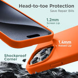 Cordking Designed for iPhone 15 Pro Case, Silicone Ultra Slim Shockproof Protective Phone Case with [Soft Anti-Scratch Microfiber Lining], 6.1 inch, Neon Orange