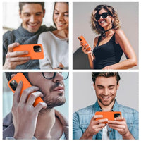 Cordking Designed for iPhone 13 Pro Case, Premium Liquid Silicone Ultra Slim Shockproof Protective Phone Case with [Soft Anti-Scratch Microfiber Lining], 6.1 inch, Neon Orange