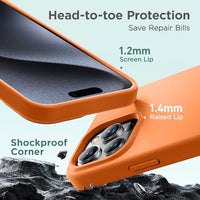 Cordking Designed for iPhone 15 Pro Max Case, Silicone Ultra Slim Shockproof iPhone 15 ProMax Case with [Soft Anti-Scratch Microfiber Lining], 6.7 inch, Kumquat