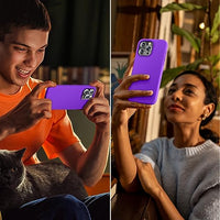 Cordking Designed for iPhone 15 Pro Case, Silicone Ultra Slim Shockproof Protective Phone Case with [Soft Anti-Scratch Microfiber Lining], 6.1 inch, Neon Purple