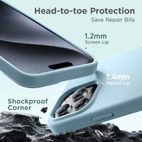 Cordking Designed for iPhone 15 Pro Max Case, Silicone Ultra Slim Shockproof iPhone 15 ProMax Case with [Soft Anti-Scratch Microfiber Lining], 6.7 inch, Sky Blue