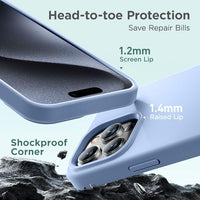 Cordking Designed for iPhone 15 Pro Max Case, Silicone Ultra Slim Shockproof iPhone 15 ProMax Case with [Soft Anti-Scratch Microfiber Lining], 6.7 inch, Light Blue