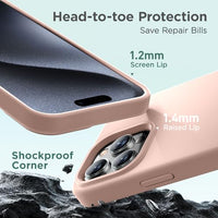 Cordking Designed for iPhone 15 Pro Case, Silicone Ultra Slim Shockproof Protective Phone Case with [Soft Anti-Scratch Microfiber Lining], 6.1 inch, Pinksand