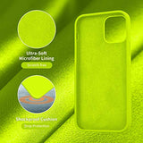 Cordking Designed for iPhone 12 Case, Designed for iPhone 12 Pro Case, Silicone Shockproof Phone Case with [Soft Anti-Scratch Microfiber Lining] 6.1 inch,Fluorescent Green