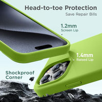 Cordking Designed for iPhone 15 Pro Case, Silicone Ultra Slim Shockproof Protective Phone Case with [Soft Anti-Scratch Microfiber Lining], 6.1 inch, Sprout Green