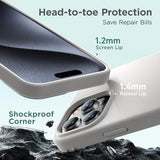 Cordking Designed for iPhone 15 Pro Case, Silicone Ultra Slim Shockproof Protective Phone Case with [Soft Anti-Scratch Microfiber Lining], 6.1 inch, Natural Titanium