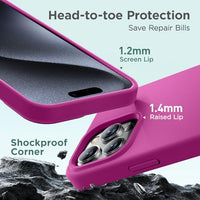 Cordking Designed for iPhone 15 Pro Case, Silicone Ultra Slim Shockproof Protective Phone Case with [Soft Anti-Scratch Microfiber Lining], 6.1 inch, Shocking Pink