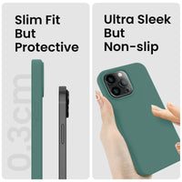 Cordking Designed for iPhone 14 Pro Case, Silicone Phone Case with [2 Screen Protectors] + [2 Camera Lens Protectors] and Soft Anti-Scratch Microfiber Lining Inside, 6.1 inch, Midnight Green