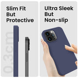 Cordking Designed for iPhone 14 Pro Max Case, Silicone Phone Case with [2 Screen Protectors] + [2 Camera Lens Protectors] and Soft Anti-Scratch Microfiber Lining Inside, 6.7 inch, Navy Blue