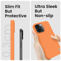 Cordking Designed for iPhone 14 Pro Case, Silicone Phone Case with [2 Screen Protectors] + [2 Camera Lens Protectors] and Soft Anti-Scratch Microfiber Lining Inside, 6.1 inch, Kumquat