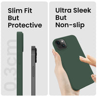 Cordking Designed for iPhone 14 Plus Case, Silicone Phone Case with [2 Screen Protectors] + [2 Camera Lens Protectors] and Soft Anti-Scratch Microfiber Lining Inside, 6.7 inch, Alpine Green