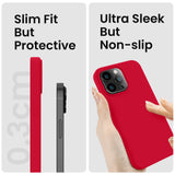 Cordking Designed for iPhone 14 Pro Case, Silicone Phone Case with [2 Screen Protectors] + [2 Camera Lens Protectors] and Soft Anti-Scratch Microfiber Lining Inside, 6.1 inch, Deep Red