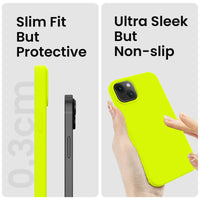 Cordking Designed for iPhone 14 Plus Case, Silicone Phone Case with [2 Screen Protectors] + [2 Camera Lens Protectors] and Soft Anti-Scratch Microfiber Lining Inside, 6.7 inch, Fluorescent Green