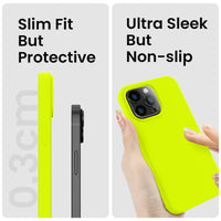 Cordking Designed for iPhone 14 Pro Max Case, Silicone Phone Case with [2 Screen Protectors] + [2 Camera Lens Protectors] and Soft Anti-Scratch Microfiber Lining Inside, 6.7 inch, Fluorescent Green