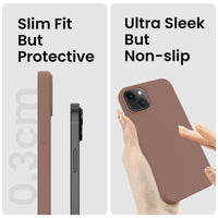 Cordking Designed for iPhone 14 Plus Case, Silicone Phone Case with [2 Screen Protectors] + [2 Camera Lens Protectors] and Soft Anti-Scratch Microfiber Lining Inside, 6.7 inch, Light Brown