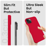 Cordking Designed for iPhone 14 Plus Case, Silicone Phone Case with [2 Screen Protectors] + [2 Camera Lens Protectors] and Soft Anti-Scratch Microfiber Lining Inside, 6.7 inch, Deep Red