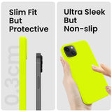 Cordking Designed for iPhone 14 Case, Silicone Phone Case with [2 Screen Protectors] + [2 Camera Lens Protectors] and Soft Anti-Scratch Microfiber Lining Inside, 6.1 inch, Fluorescent Green
