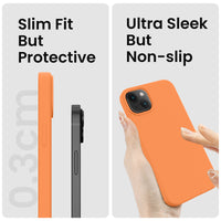 Cordking Designed for iPhone 14 Case, Silicone Phone Case with [2 Screen Protectors] + [2 Camera Lens Protectors] and Soft Anti-Scratch Microfiber Lining Inside, 6.1 inch, Kumquat