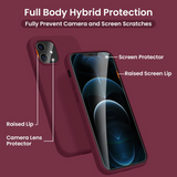 Cordking [5 in 1] Designed for iPhone 12 Case, for iPhone 12 Pro Case, with 2 Screen Protectors + 2 Camera Lens Protectors, Shockproof Silicone Case with Microfiber Lining,Plum