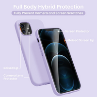 Cordking [5 in 1] Designed for iPhone 12 Case, for iPhone 12 Pro Case, with 2 Screen Protectors + 2 Camera Lens Protectors, Shockproof Silicone Case with Microfiber Lining, Clove Purple