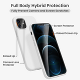 Cordking [5 in 1] Designed for iPhone 12 Case, for iPhone 12 Pro Case, with 2 Screen Protectors + 2 Camera Lens Protectors, Shockproof Silicone Case with Microfiber Lining, White