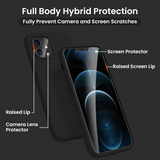 Cordking [5 in 1] Designed for iPhone 12 Case, for iPhone 12 Pro Case, with 2 Screen Protectors + 2 Camera Lens Protectors, Shockproof Silicone Case with Microfiber Lining, Black