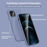 Cordking [5 in 1] Designed for iPhone 12 Case, for iPhone 12 Pro Case, with 2 Screen Protectors + 2 Camera Lens Protectors, Shockproof Silicone Case with Microfiber Lining, Lavender Gray