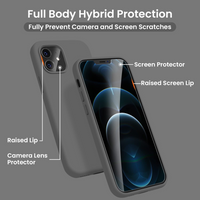 Cordking [5 in 1] Designed for iPhone 12 Case, for iPhone 12 Pro Case, with 2 Screen Protectors + 2 Camera Lens Protectors, Shockproof Silicone Case with Microfiber Lining, Spacy Gray